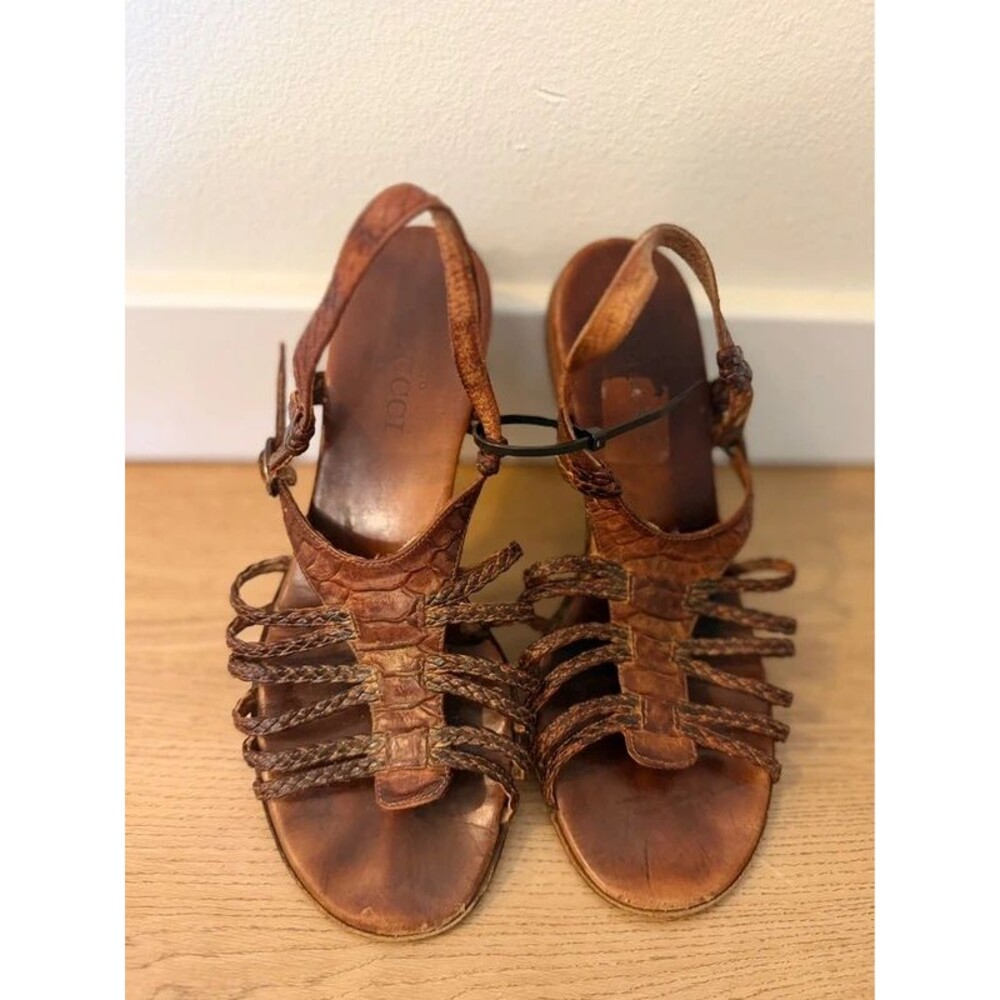 Sesto Meucci Braided Gladiator Earthy Italian Leather Flat Sandals Size 7